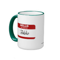 Hello My Name Is Pablo (Red) mugs by Name_Gear Hello My Name Is Pablo (Red) mugs