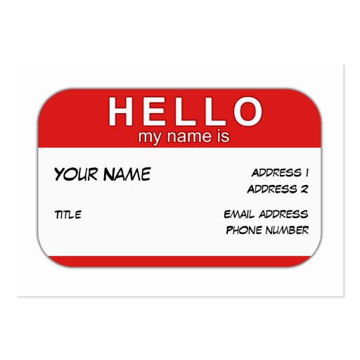 Hello My Name is Profile Card Business Card Template (front side)