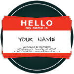 hello my name is : red business card templates