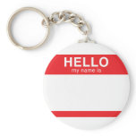 Hello My Name Is - Red Key Chain