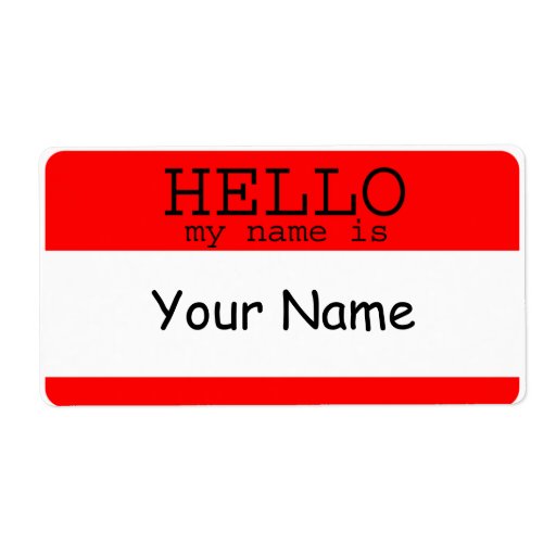 Hello My Name Is Red Label Template Zazzle