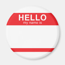 Hello My Name Is - Red Refrigerator Magnets