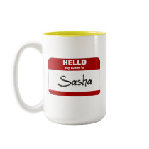 Hello My Name Is Sasha (Red) mugs by Name_Gear Hello My Name Is Sasha (Red) mugs