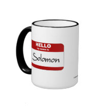 Hello My Name Is Solomon (Red) mugs by Name_Gear Hello My Name Is Solomon (Red) mugs