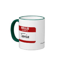 Hello My Name Is Tamia (Red) mugs