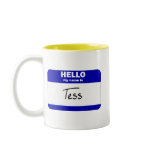 Hello My Name Is Tess (Blue) mugs