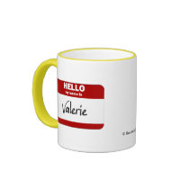 Hello My Name Is Valerie (Red) mugs