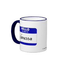 Hello My Name Is Vanessa (Blue) mugs