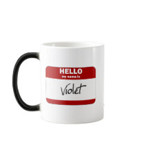 Hello My Name Is Violet (Red) mugs