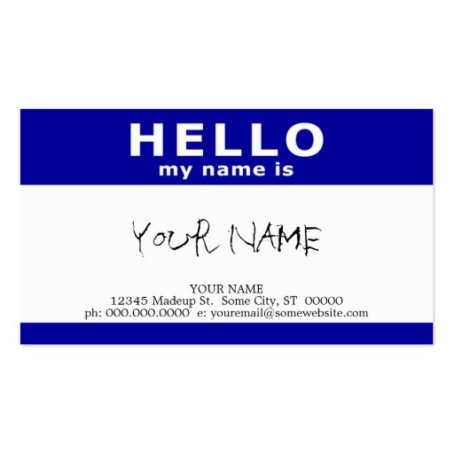 hello my name is (with QR code) Business Card (front side)