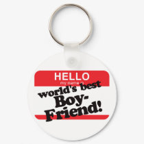 Hello My Name Is World's Best Boyfriend keychains
