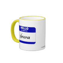 Hello My Name Is Ximena (Blue) mugs