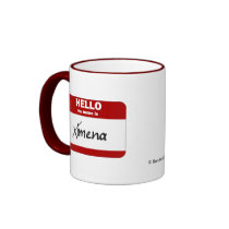 Hello My Name Is Ximena (Red) mugs
