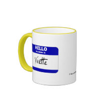 Hello My Name Is Yvette (Blue) mugs
