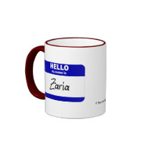 Hello My Name Is Zaria (Blue) mugs