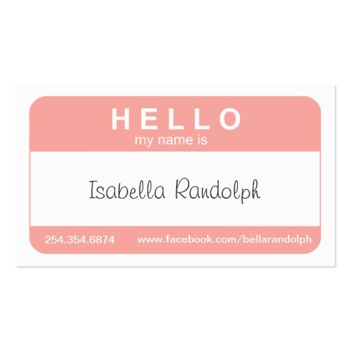 Hello Name Tag Business Card (front side)