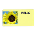 Hello Name Tags Yellow Sunflowers Sun Flowers Shipping Labels