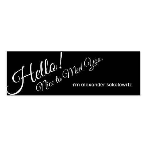 Hello! Nice to Meet You! Profile Business Card (front side)