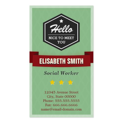 Hello Nice to Meet You - Vintage Retro Stylish Business Cards (front side)