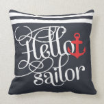Hello Sailor! Retro Vintage Girly Nautical Throw Pillow