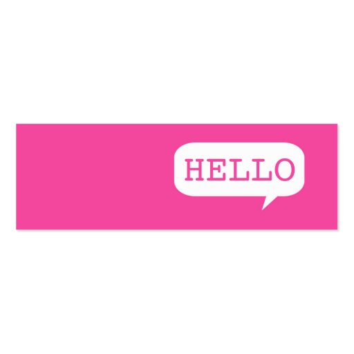 "Hello" Speech Bubble Business Card Template (front side)