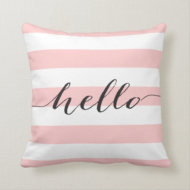 Hello stripes throw pillow - pink