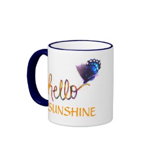 hello sunshine text art and butterfly