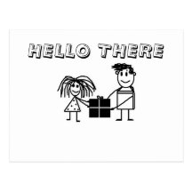 HELLO THERE CARTOON ART POSTCARD