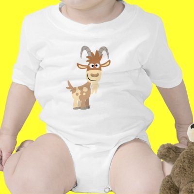 "Hello There!" Cute Cartoon Goat  Baby Apparel Tshirts by Lioness_Graphics