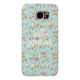Hello Vintage floral pattern shabby rose chic Samsung Galaxy S6 Cases