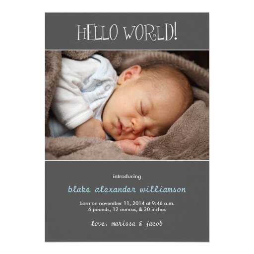 Hello World Birth Announcement//Gray