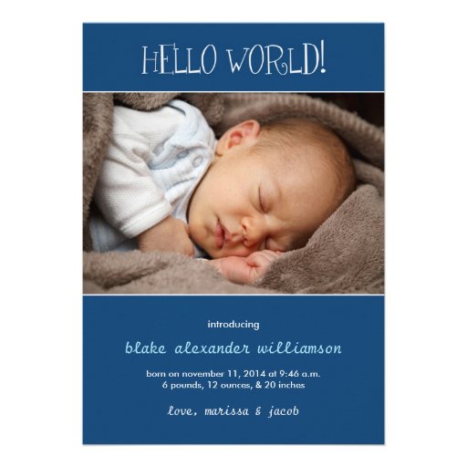 Hello World Birth Announcement//Monaco Blue