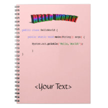 Hello World geek greeting Java Spiral Notebook