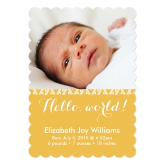 Hello World Golden Yellow Birth Announcement - hello_world_golden_yellow_birth_announcement_invitation-rf753d17088d04eb899eec305f5ef5838_zk9lj_324