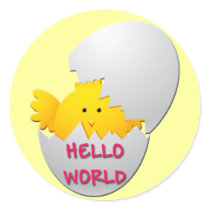 HELLO WORLD HATCHING CHICK stickers by dgpaulart HELLO WORLD HATCHING CHICK stickers