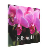 hello world pink orchid flowers gallery wrap canvas