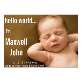 HELLO WORLD SIMPLE BABY ANNOUNCEMENT CARD - hello_world_simple_baby_announcement_card_invitation-r39e3b59abbc14755bfebb1cb283295d4_zk9c4_324