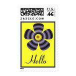 hello yellow and black flower postage