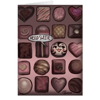Hellow Sweetie! Cute Chocolates Valentine Card