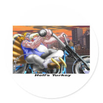 Hells Turkey Funny Thanksgiving Harley Tees & Gift Round Sticker