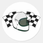 Helmet & Flags Round Stickers