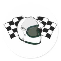 Helmet & Flags Round Stickers