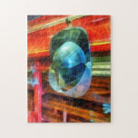 Helmet Hanging on Fire Truck Jigsaw Puzzle