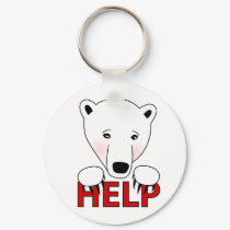 Help for Polar Bear Keychain by tshirtdujour Help for Polar Bear Keychain