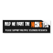 Help me fight the Monster - MS Sticker Dark bumper stickers by loiswaggoner Help me fight the Monster - MS Sticker Dark bumper stickers