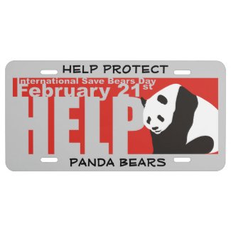 HELP PROTECT PANDA BEARS LICENSE PLATE