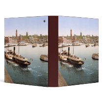 Helsingborg harbor and city hall Sweden 3 Ring Binders