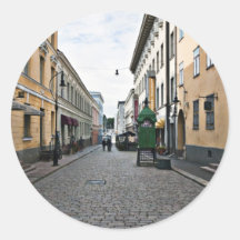 Helsinki city street round sticker