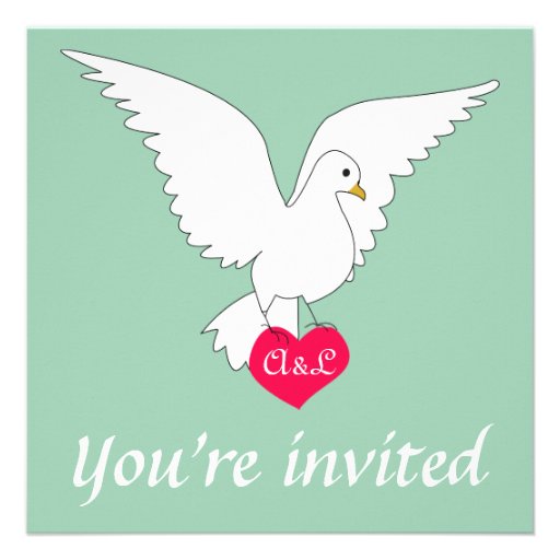 Hemlock Green Dove Wedding Invitation