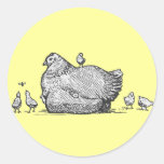 Hen and Chicks Round Stickers